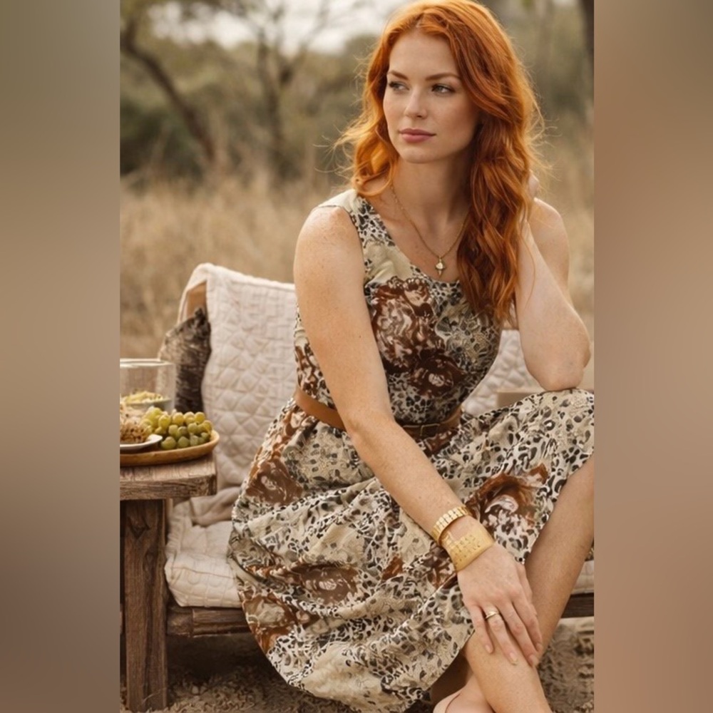 Vintage Chic Dress U II by Sharon Animal and Floral Print Maxi Dress